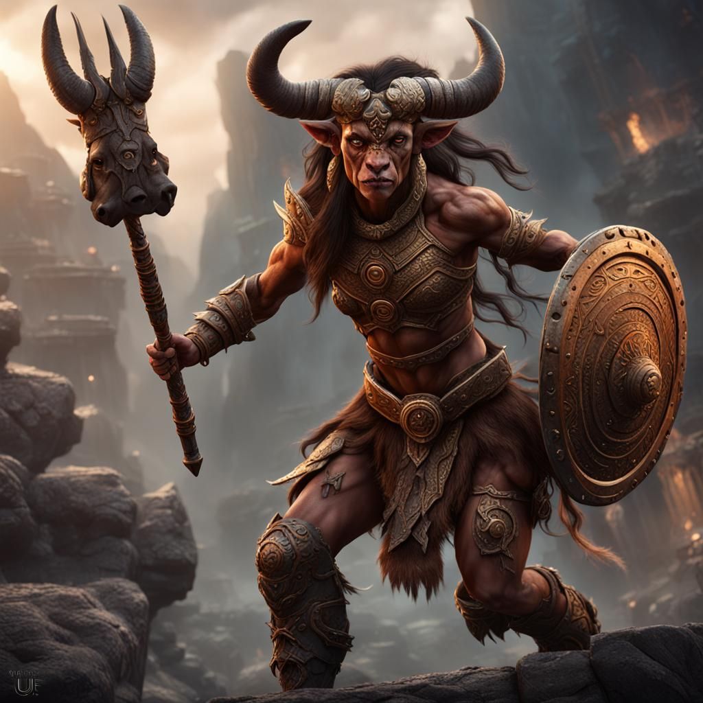 Cyberpunk Fantasy Minotaur Warrior