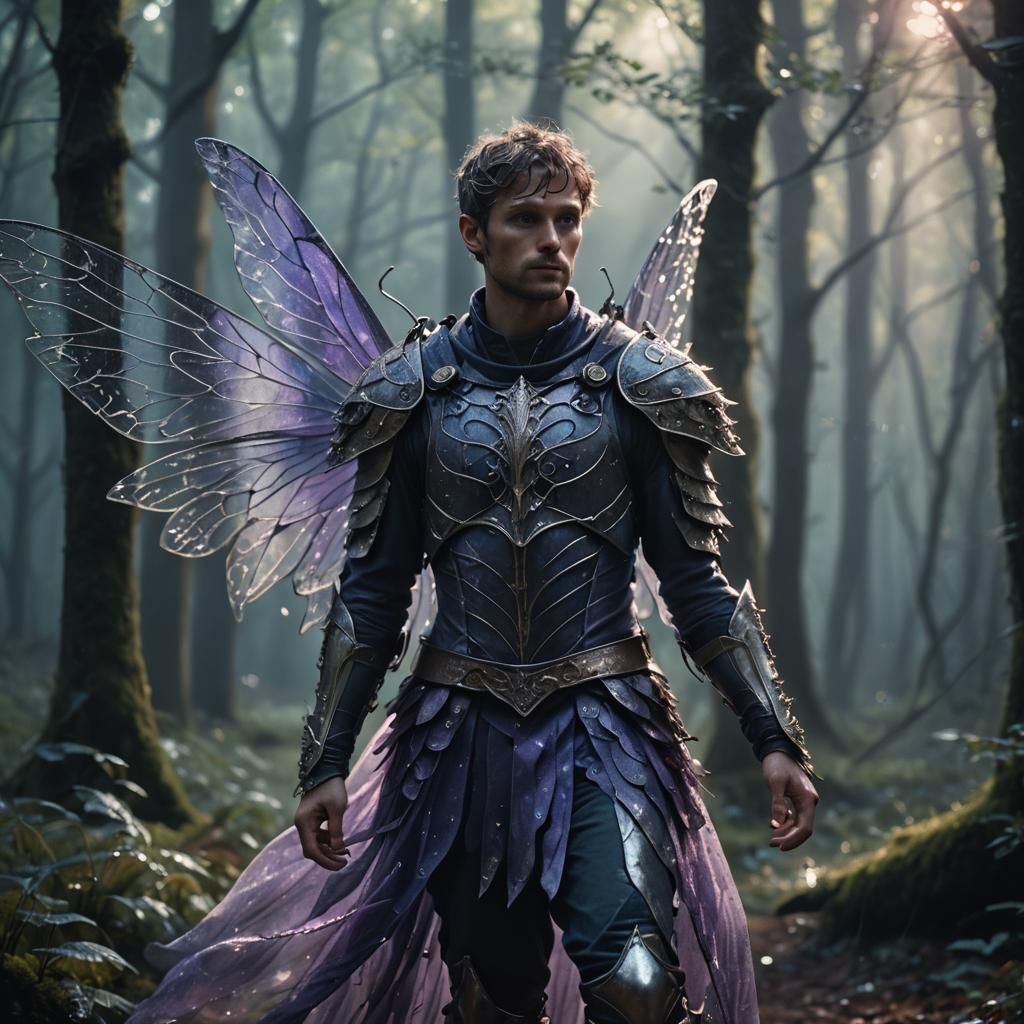 Ethereal Light Fairy in Dark Forest