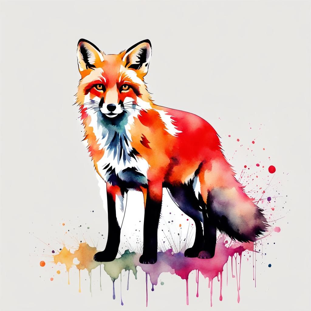 Modern Minimalist Fox in Soft Pastel Hues