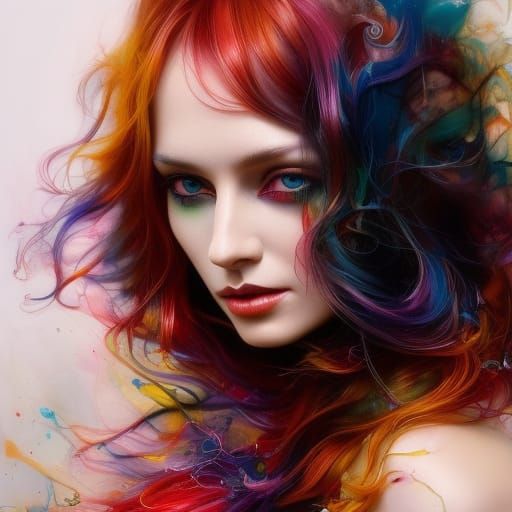 Rainbow Woman: Hyperdetailed Fantasy Art Portrait