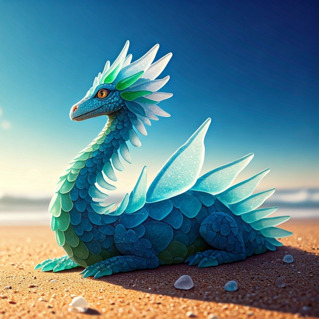 Mythical Ocean Glass Creature in Watercolor Style