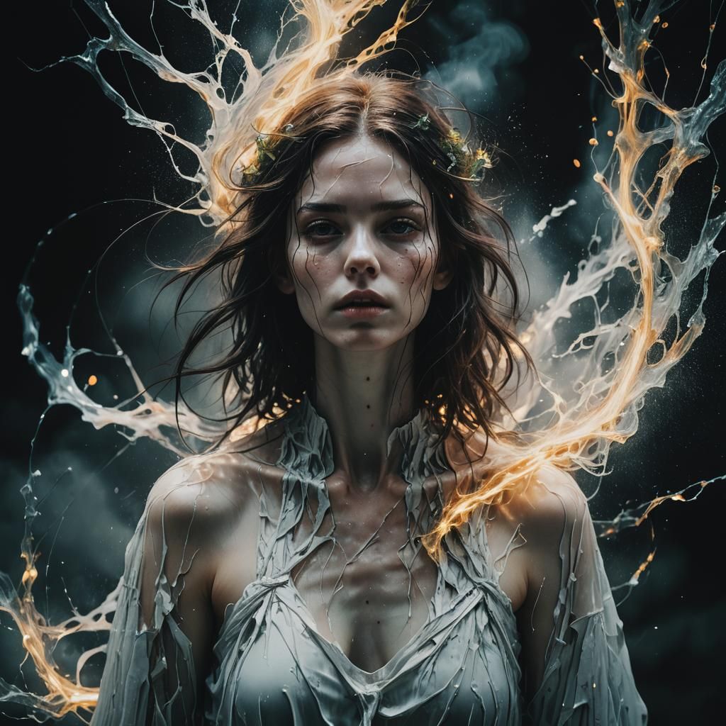 Ethereal Solarpunk Landscape in Darkness