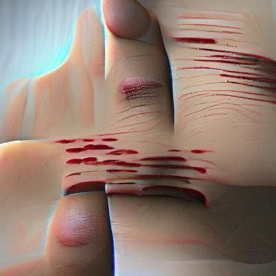 Graphic Portrait of a Person Scratching, Bleeding