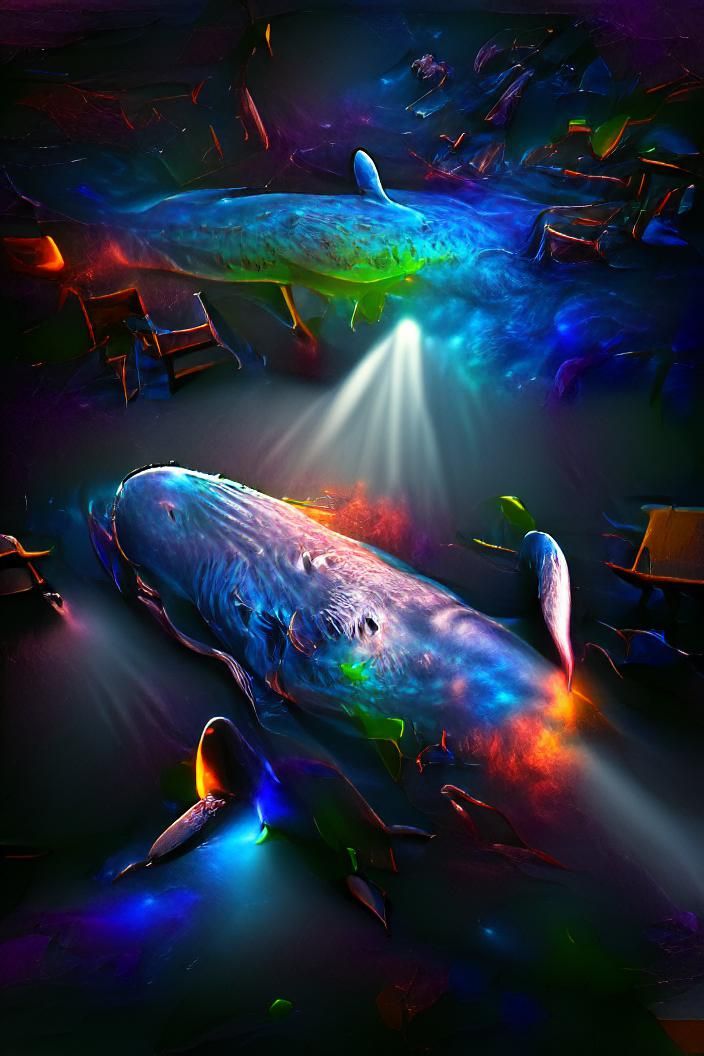 Whales in Vibrant Cosmic Depths