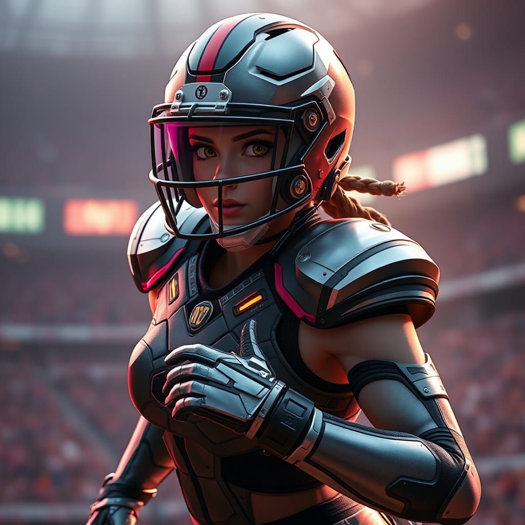 Sleek American Football Warrior in High-Tech Gear