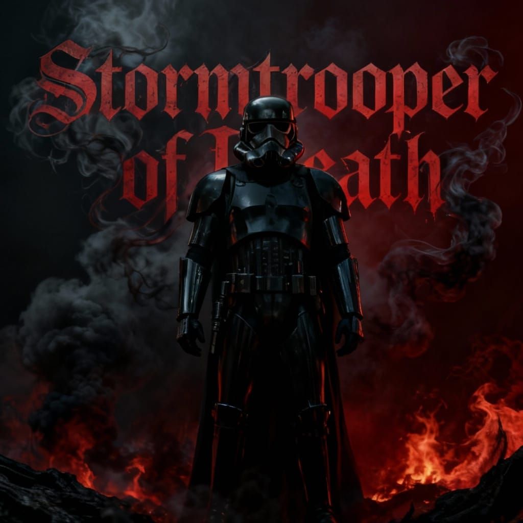 Gothic Stormtrooper of Death Amidst Smokey Flames