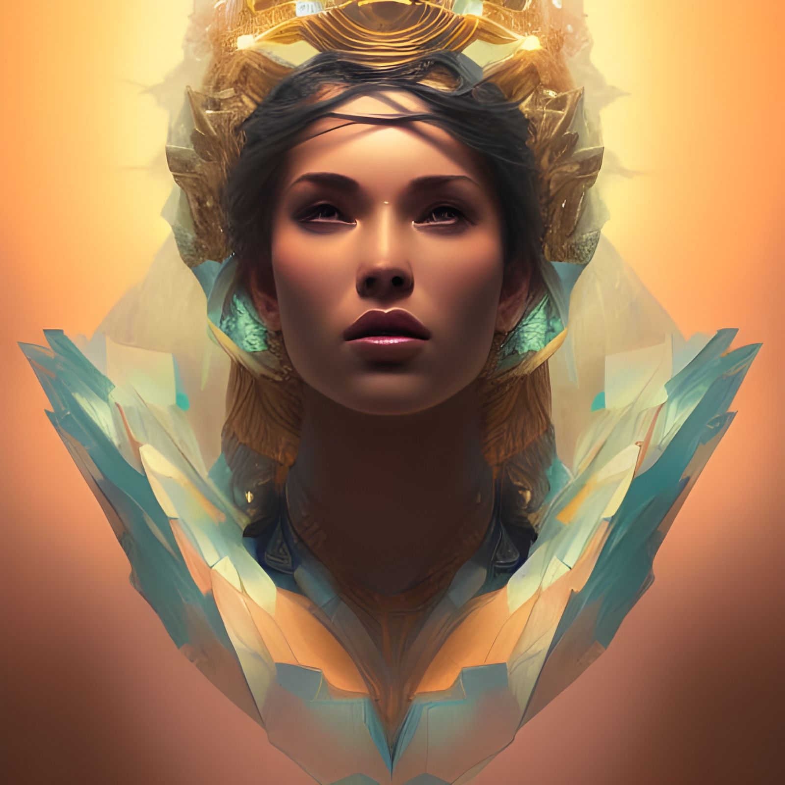 Electric Goddess Portrait in Triadic Colors