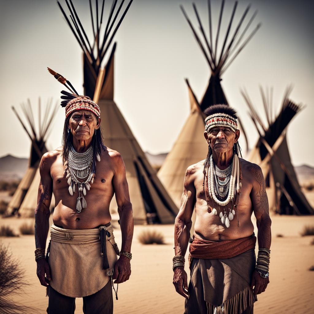 Realistic Desert Teepees with Native American Indians