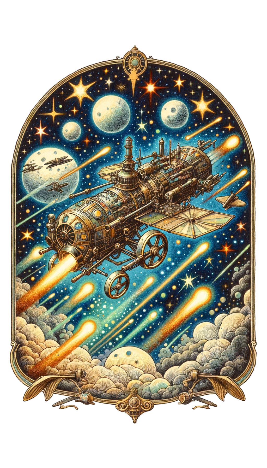 Spacecraft Gallops Through Starry Skies in Whimsical Waterco...