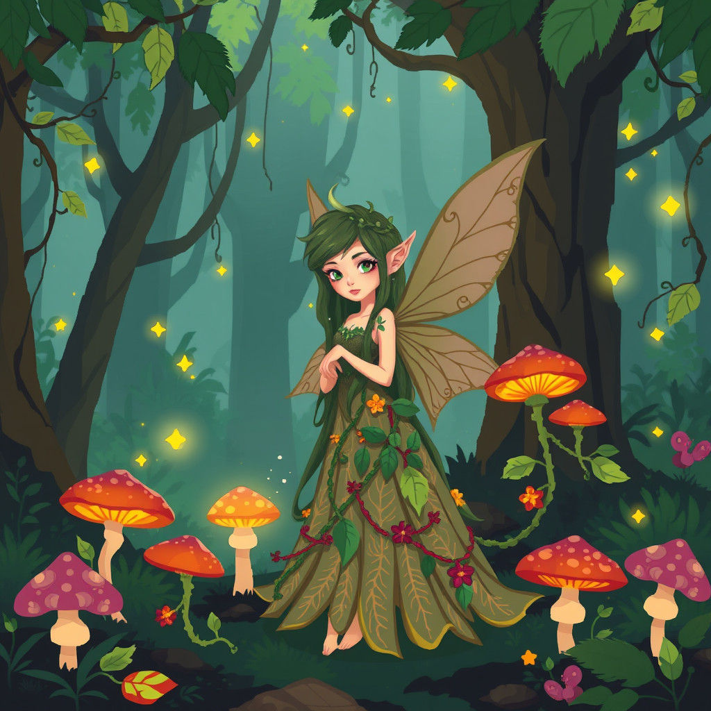 Whimsical Fairy Elf in Vibrant Pixel Art