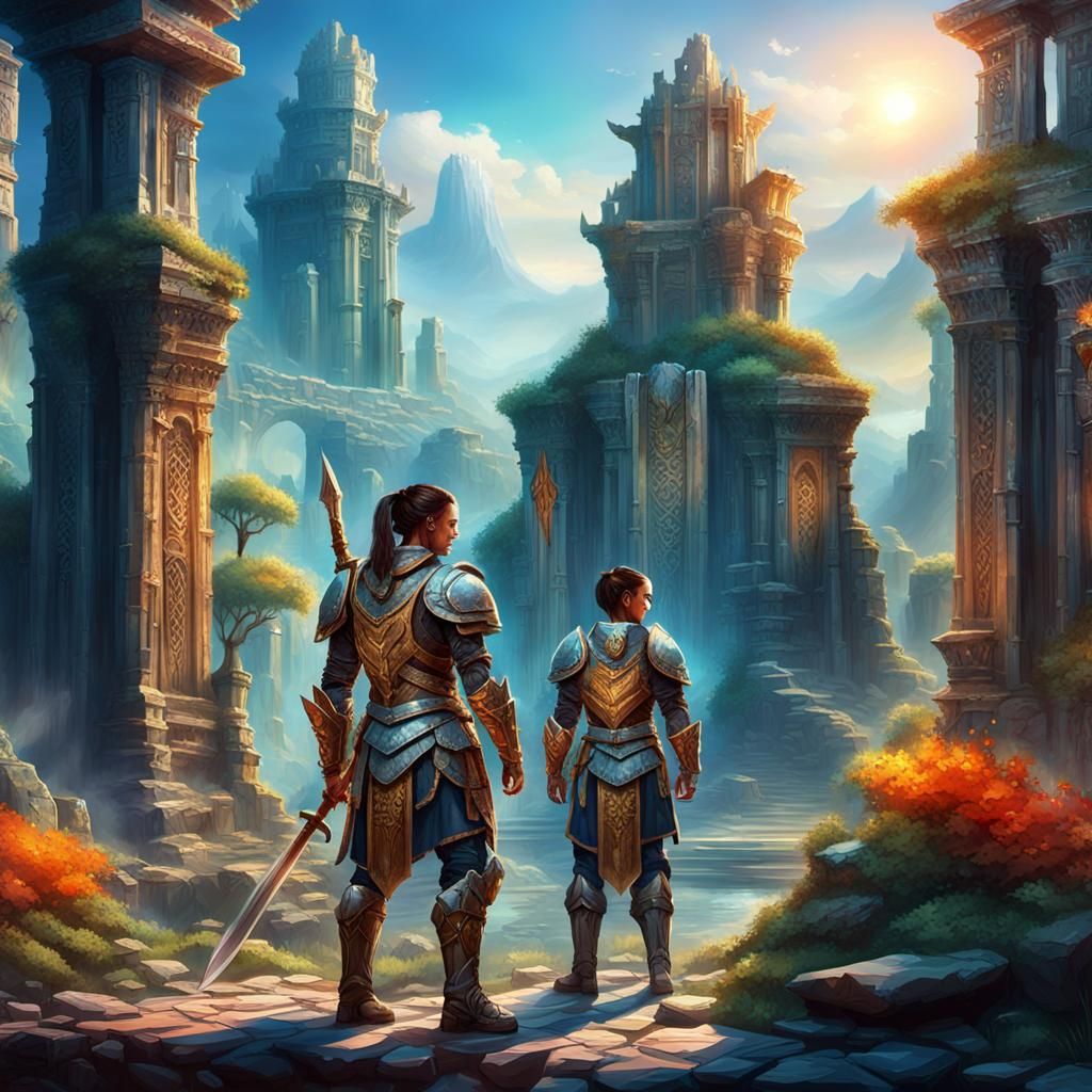 Heroic Warrior in Ancient Ruins