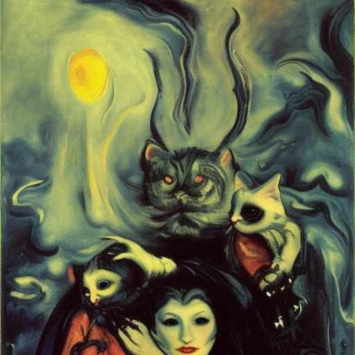 Vampire Lord with Kittens: Dark Fantasy Concept Art
