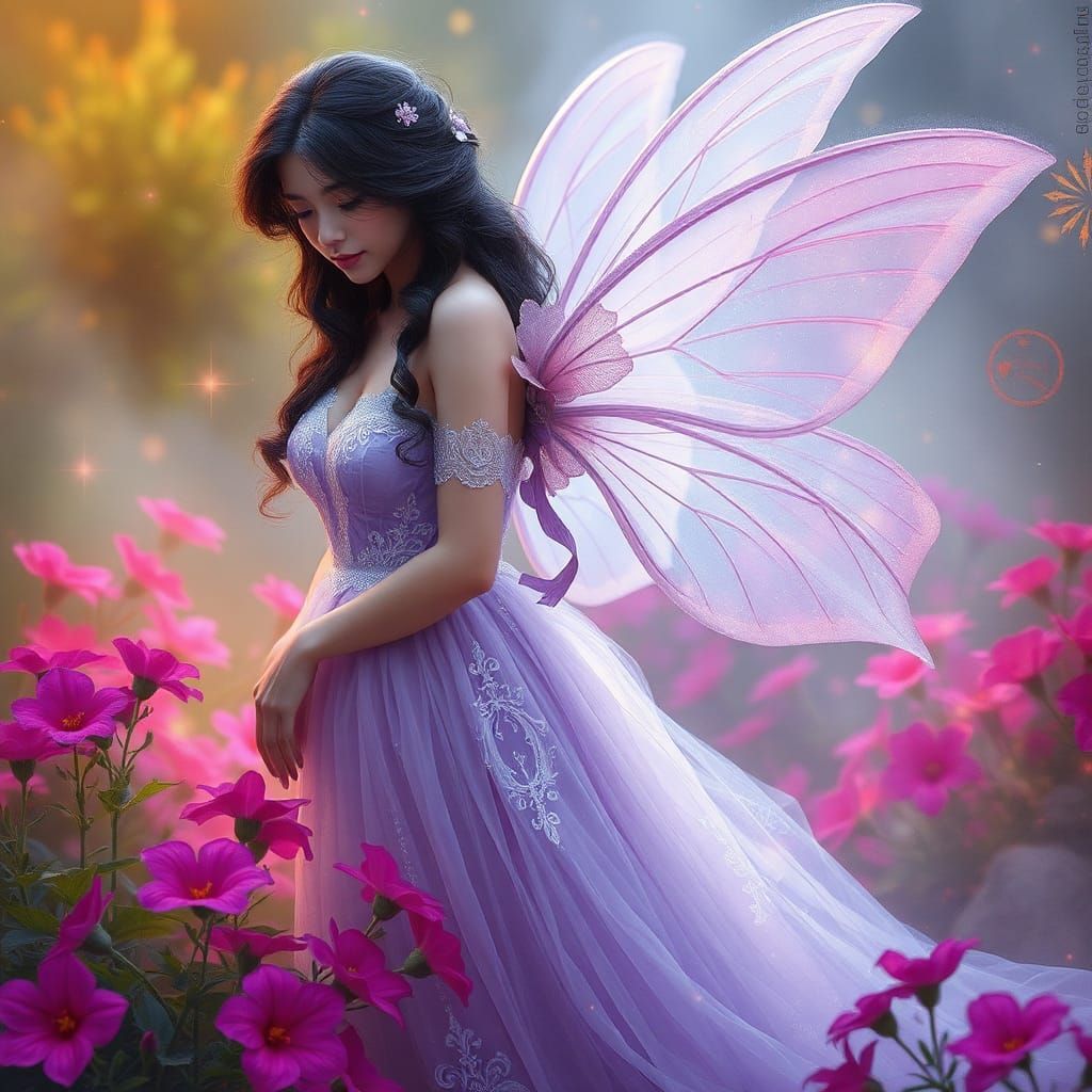 Fairy Queen in Whimsical Garden Sanctuary