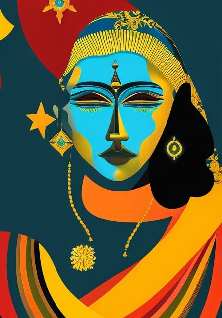 Mysterious Golden Hour Digital Art in Indian Culture Style