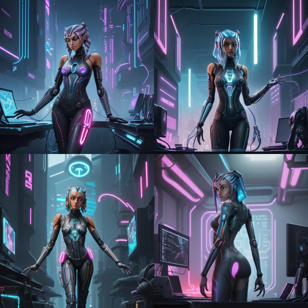Ahsoka Tano in Cyberpunk 2099 Neon Aesthetic
