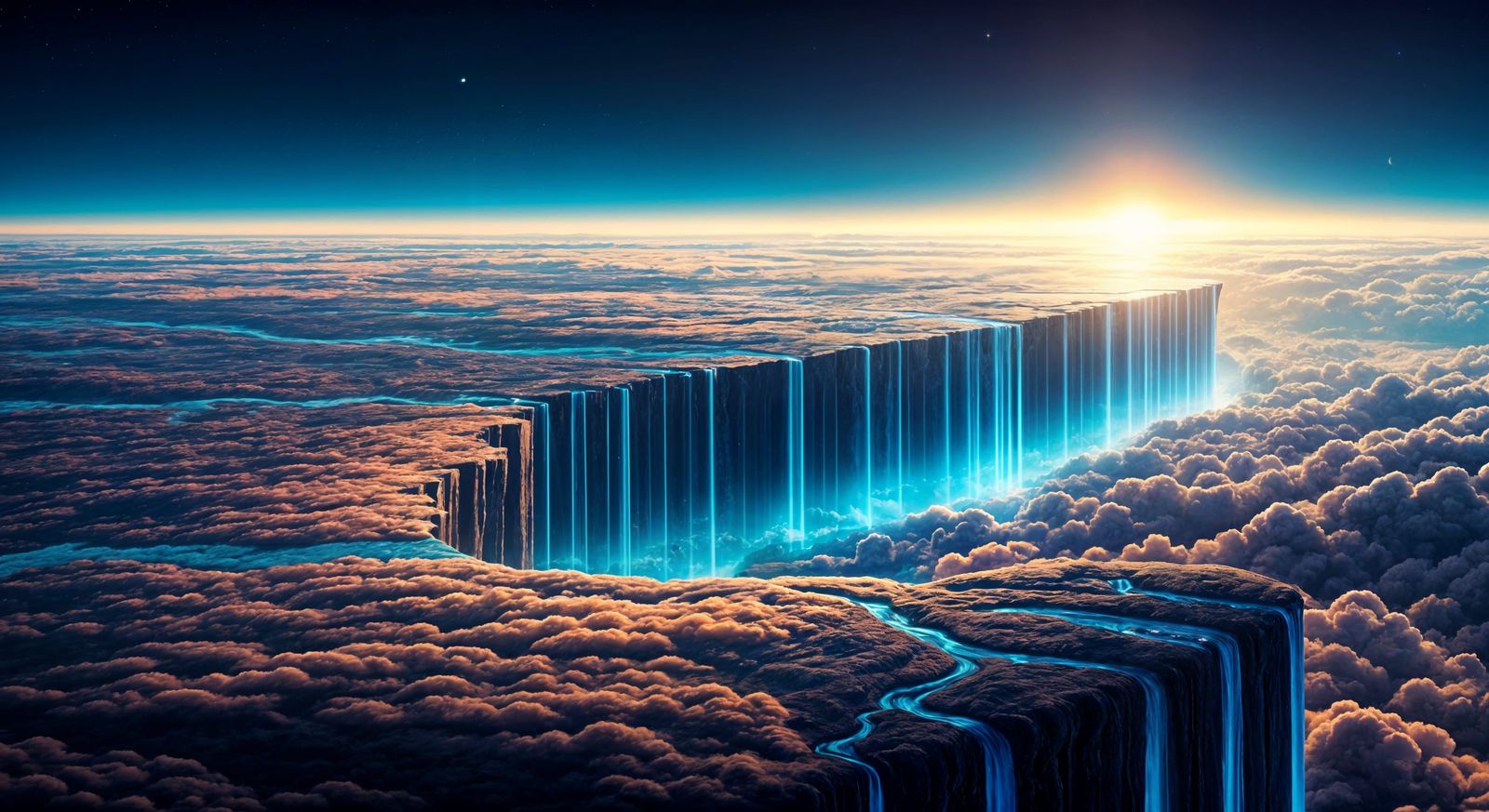 Ethereal Gas Giant Plateau in Vibrant Iridescent Hues