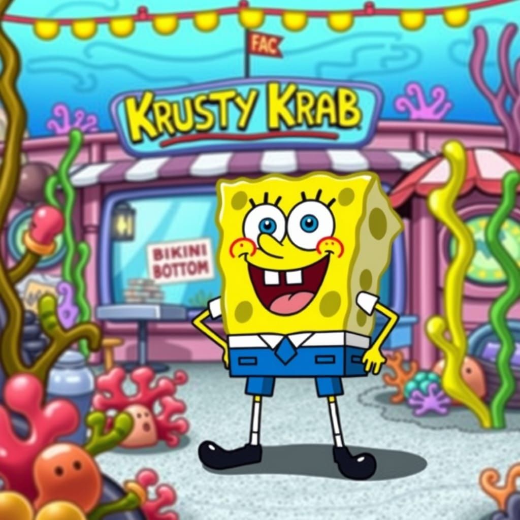 Spongebob Squarepants in Whimsical Cartoon Style