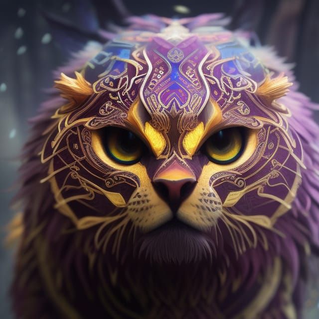 Epic Hyperrealistic Digital Portrait of a Majestic Lion Cat