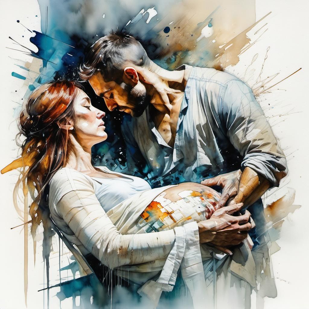 Expectant Husband in a Surrealist Birth Scene