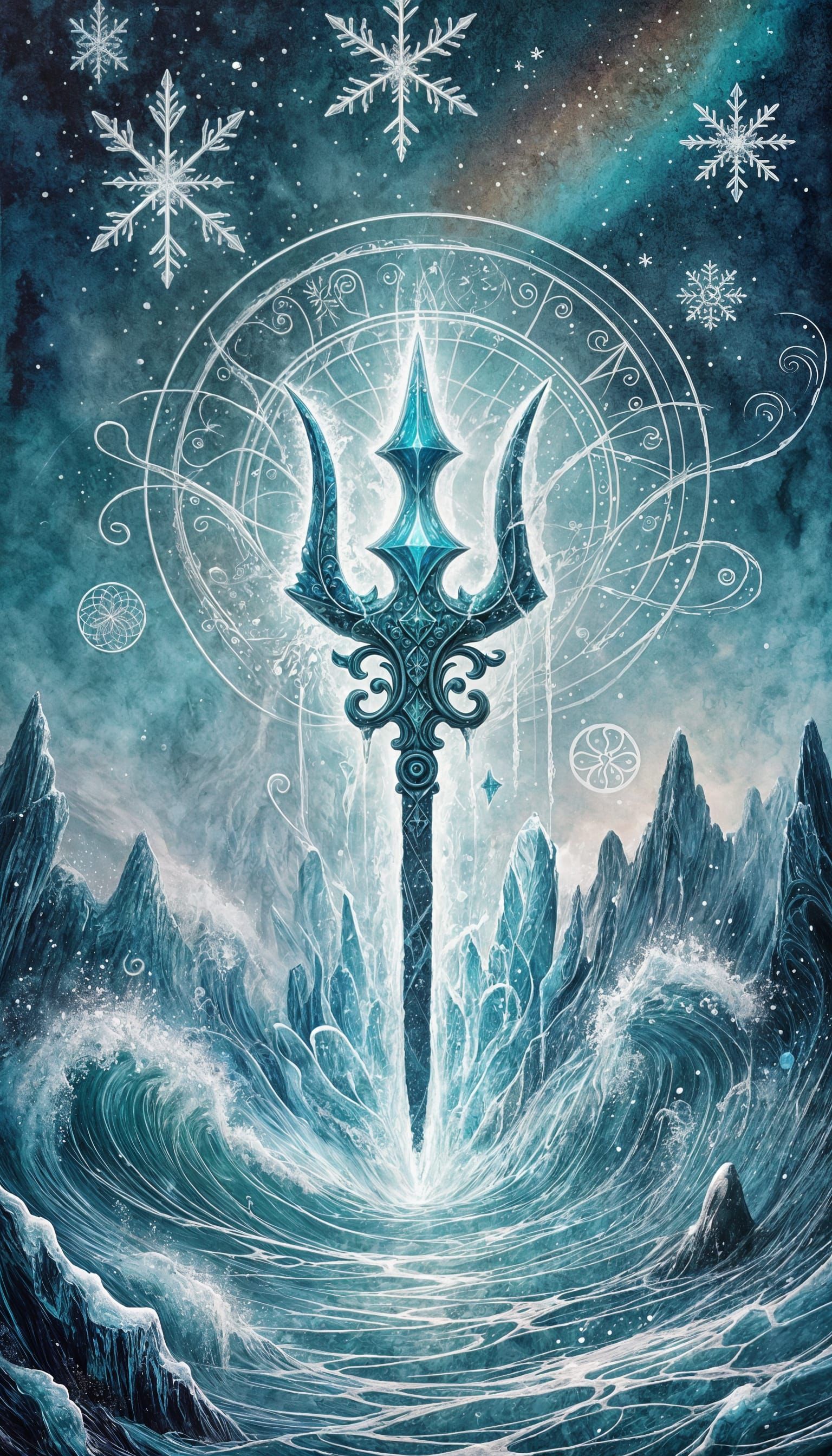 Mystical Oceanic Border in Watercolor Style