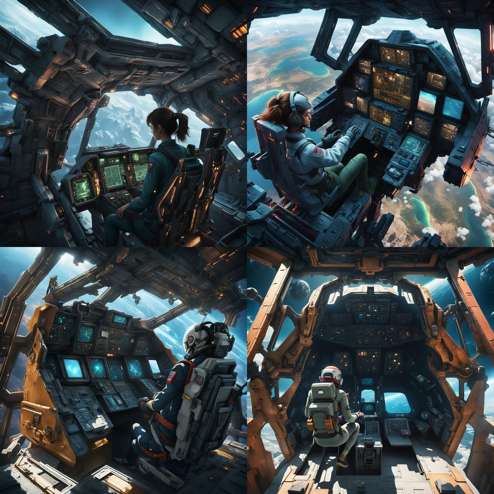 Girl Pilot Emerges from Gundam Cockpit in Vibrant, Fantastic...