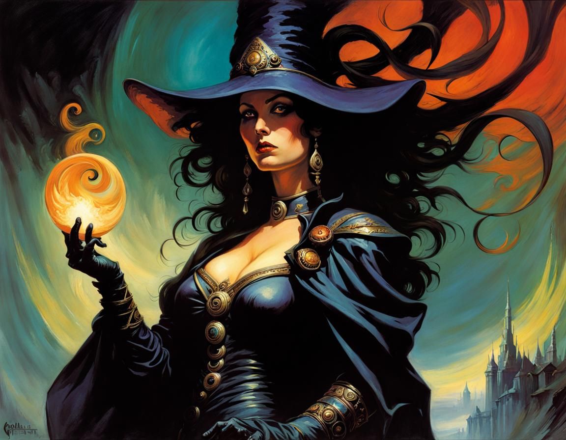Dark Fantasy Witch Masterpiece in Swirling Magic Chaos