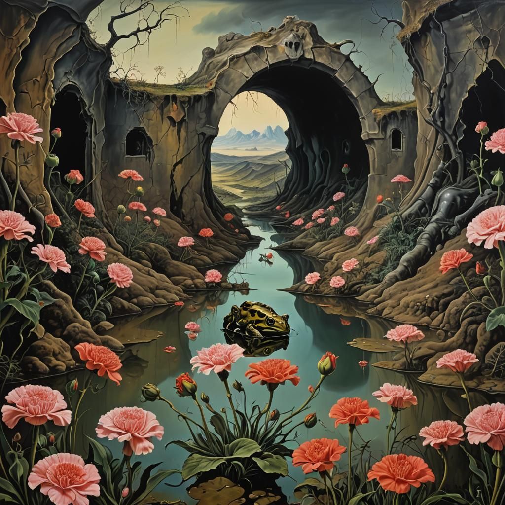 Muted Surreal Landscape with Melting Forms