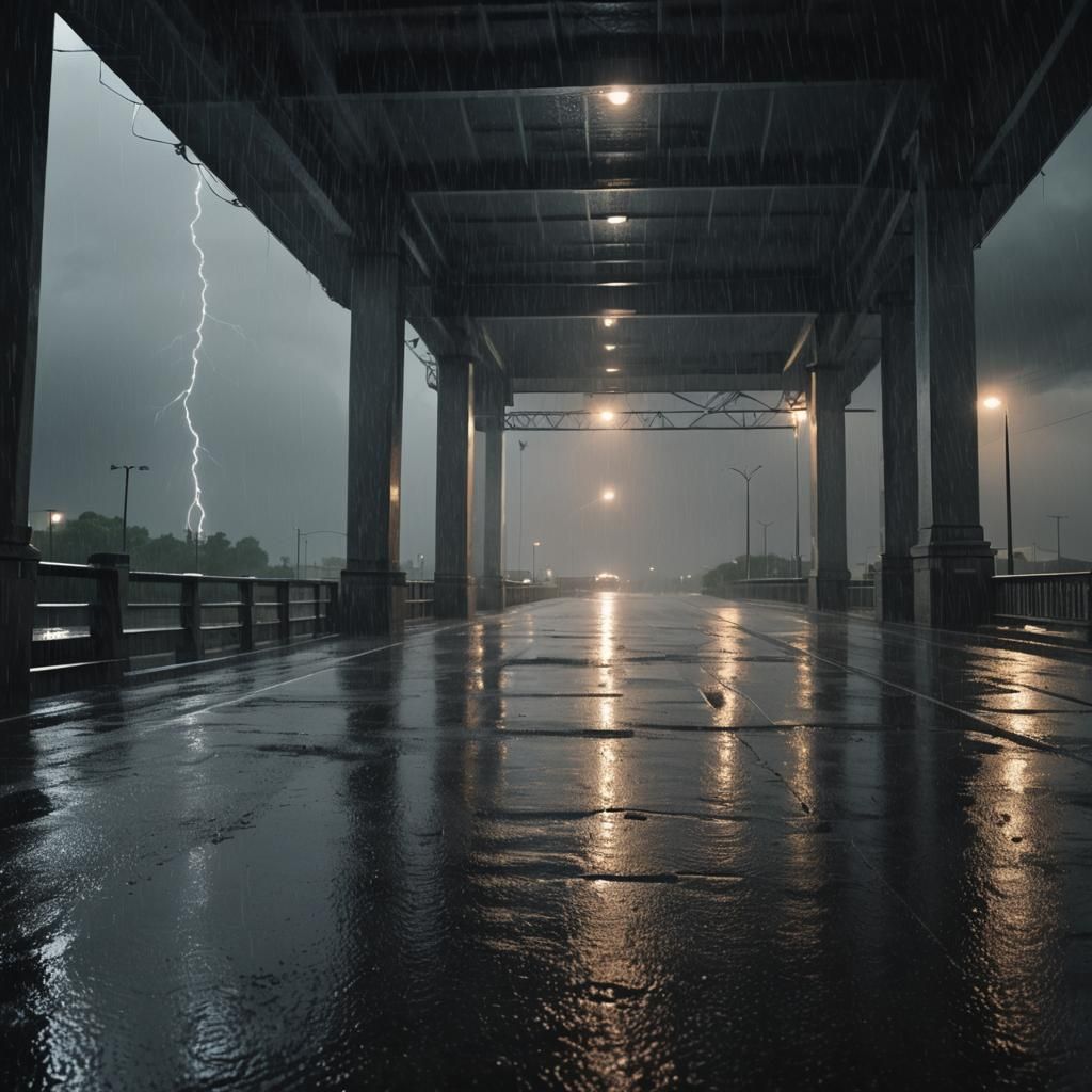 Dramatic Bridge Storm Under Dark Ominous Skies