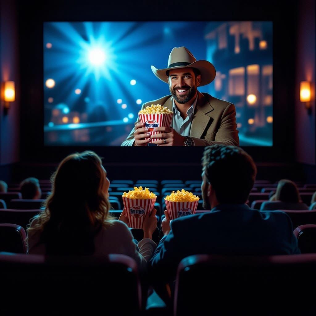 Romantic Movie Night in a Dimly Lit Theater