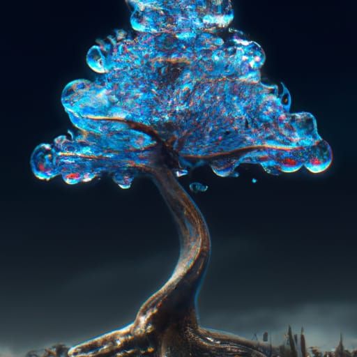 Ethereal Glass Tree in Dark Fantasy Style