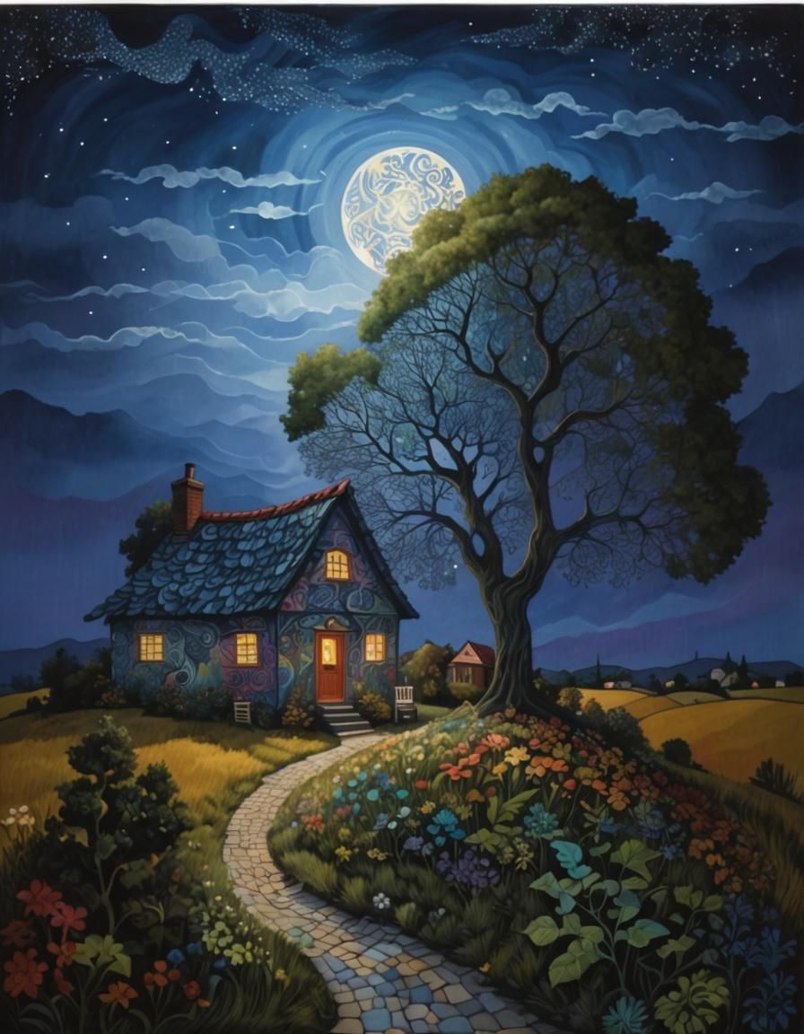 Whimsical Village Dance in Vibrant Color