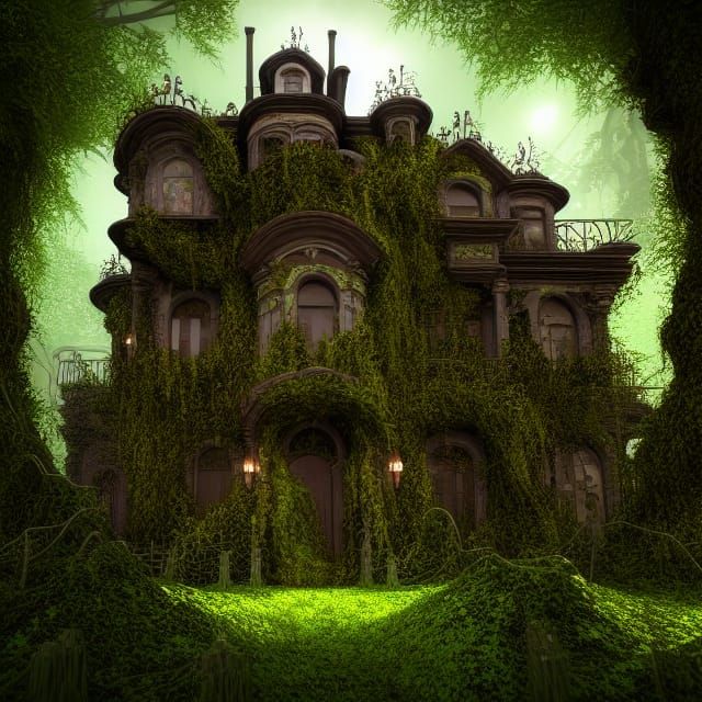 Majestic Abandoned Mansion Transformed by Vines and Flowers...