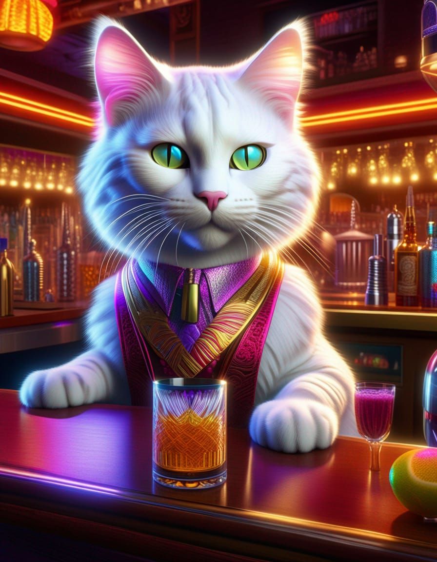 Android Barkeep Cat Serves Up Psychedelic Elixirs
