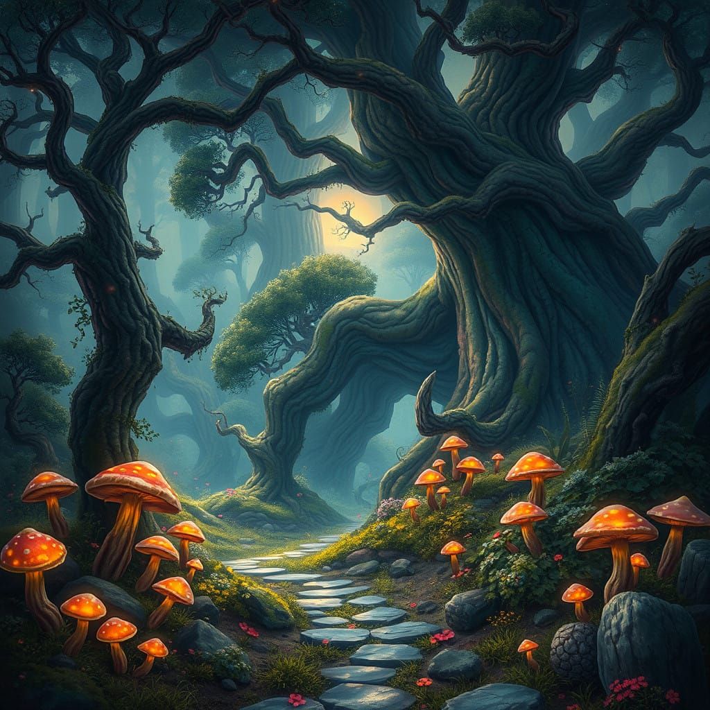 Enchanted Forest Goddess in Mystical Landscape