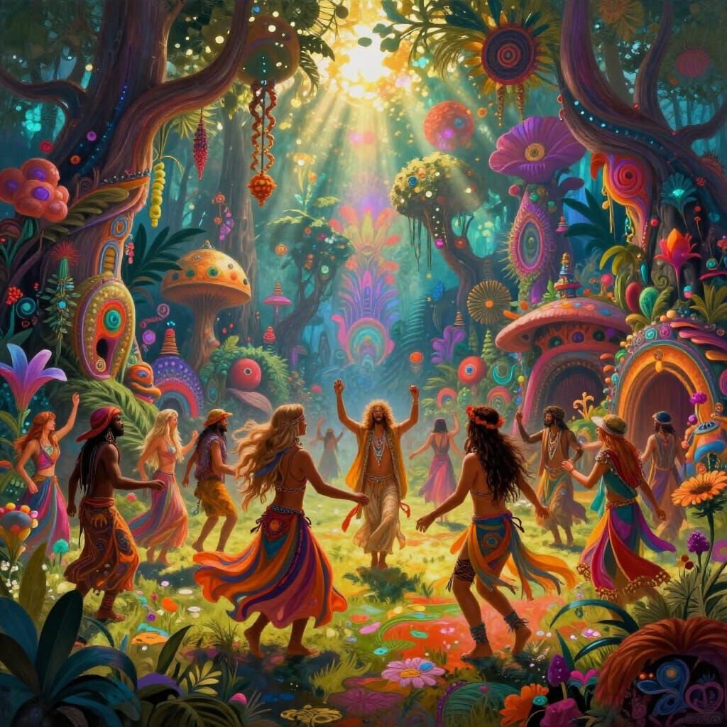 Joyful Hippie Commune in Otherworldly Landscape