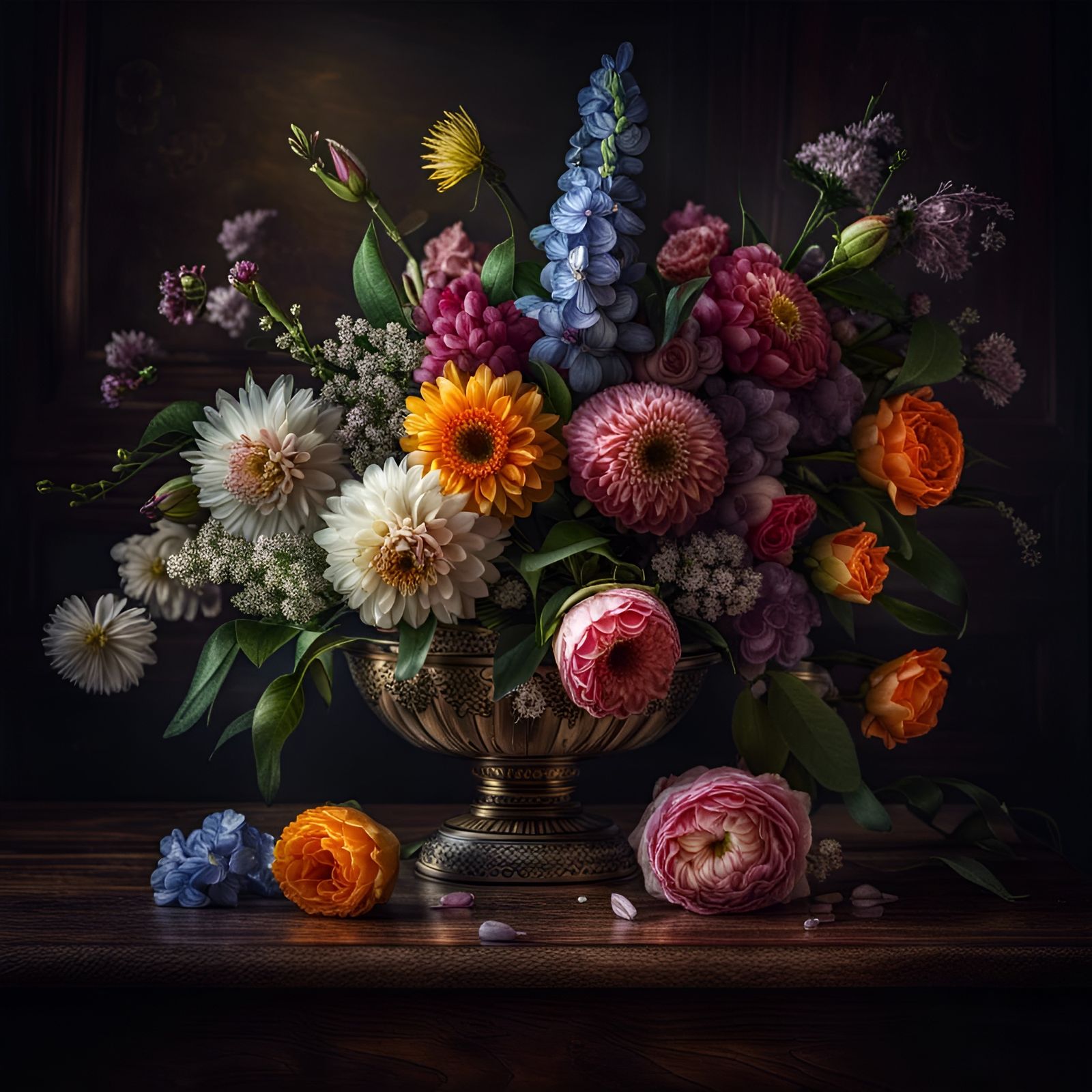 Elegant Bouquet of Flowers in Hyperrealistic Detail