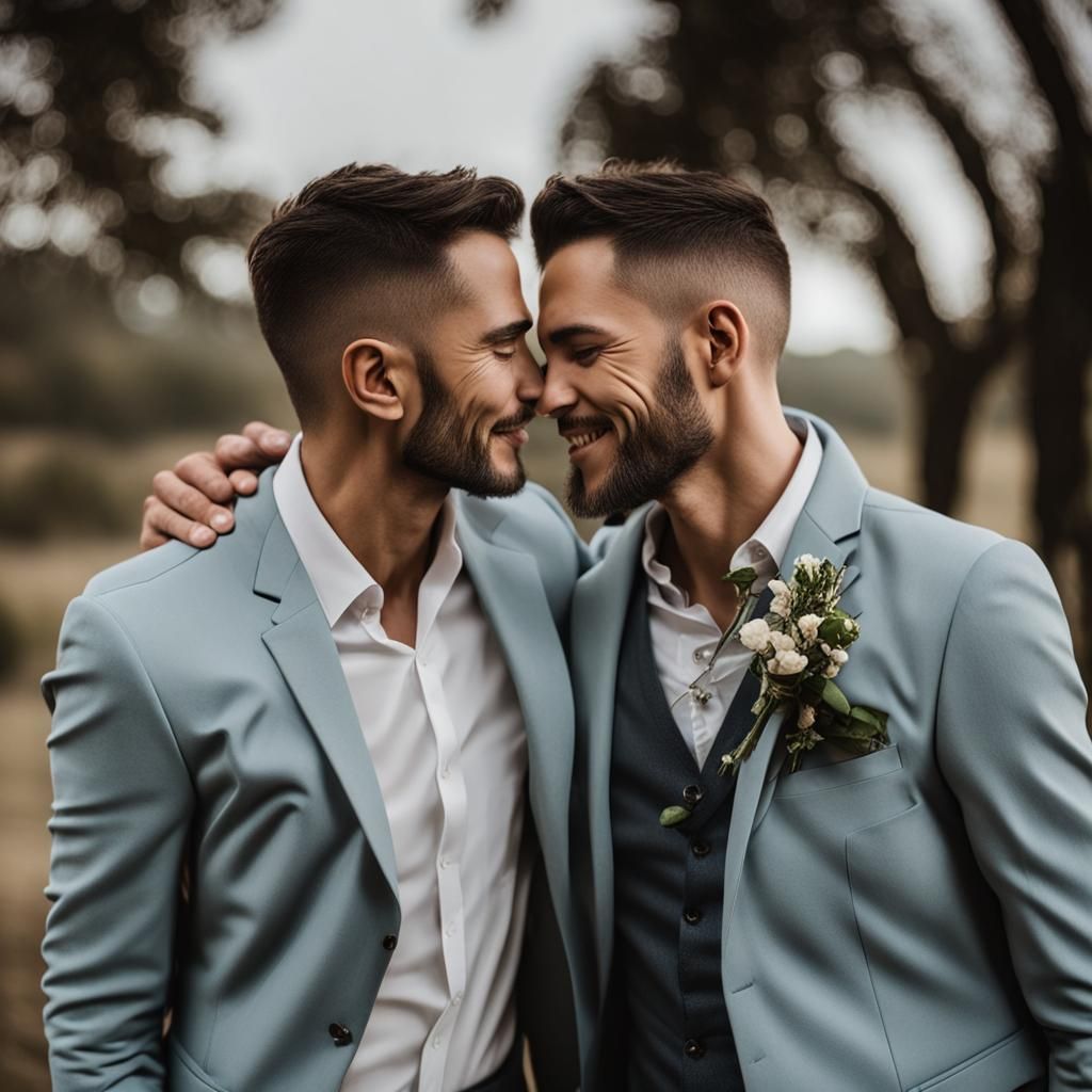 Two Men in Love Share a Romantic Kiss
