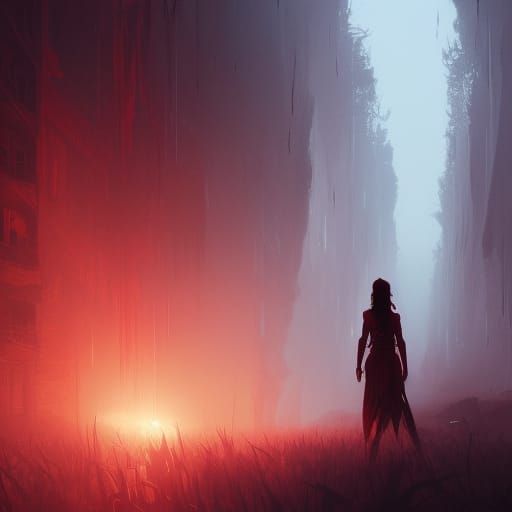 Young Woman in Dark Fantasy Shadow Realms