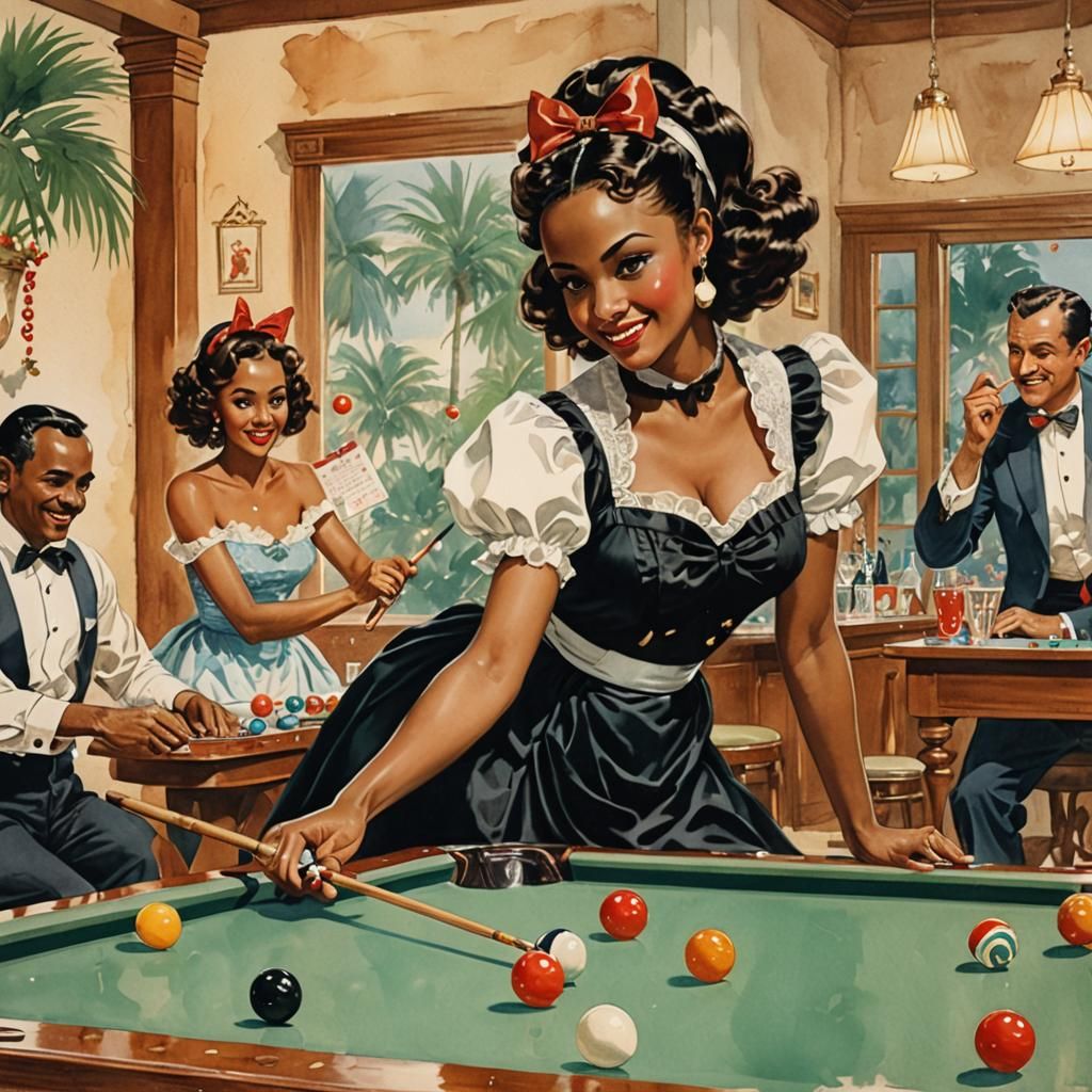 Sensual Ethiopian Maid Displays Holiday Cheer in Vintage-Sty...