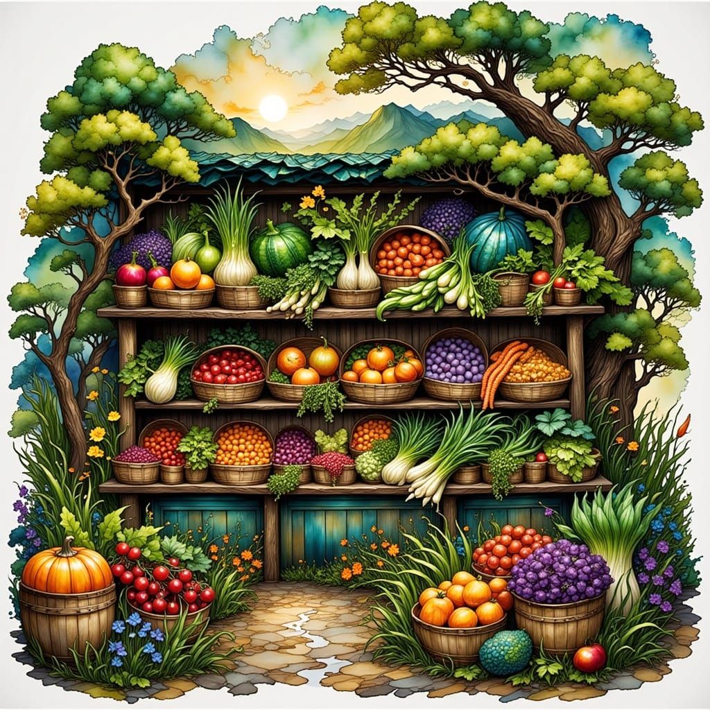 Fantasy Farmstand with Fresh Vegetables