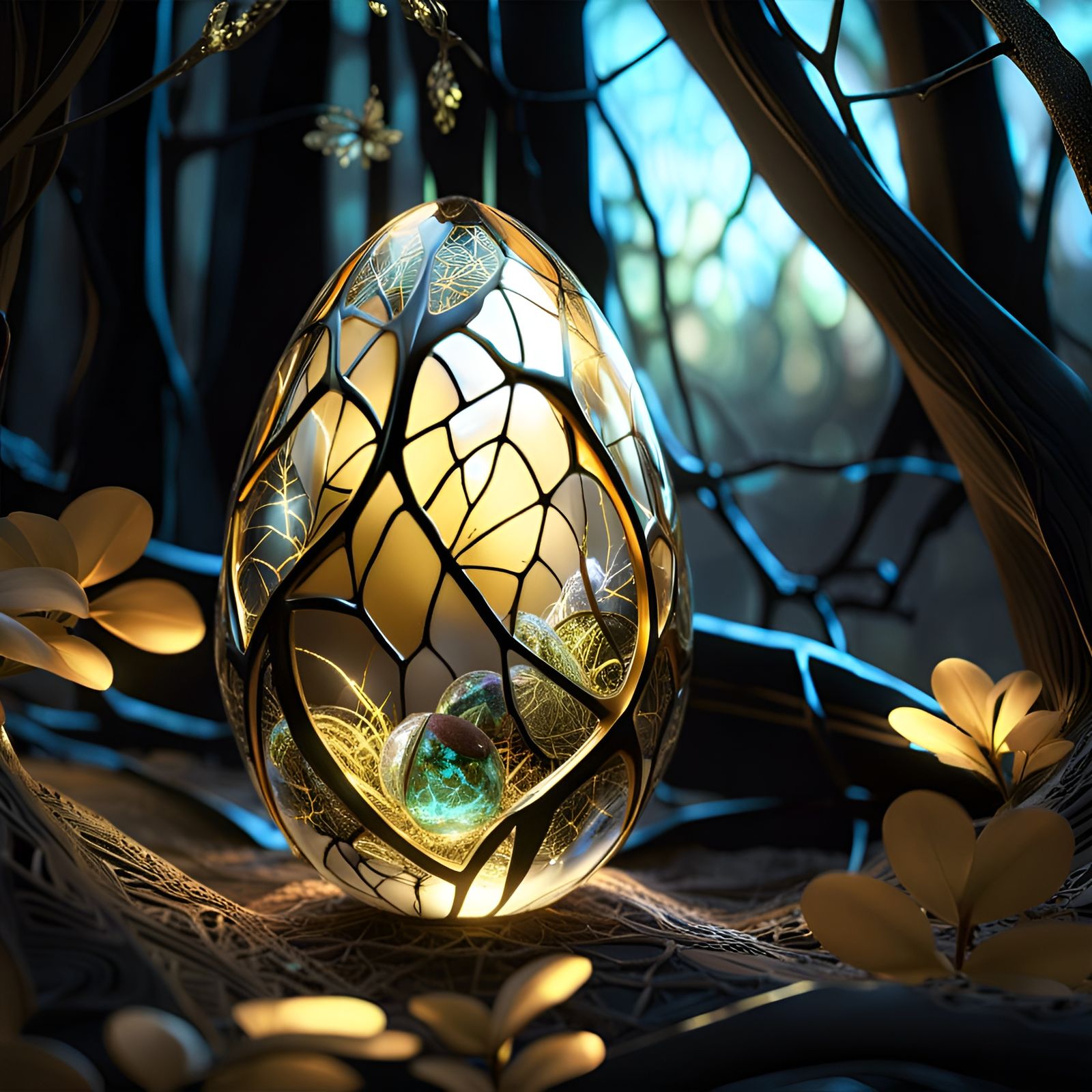 Enchanted Glass Egg Under Celestial Glow