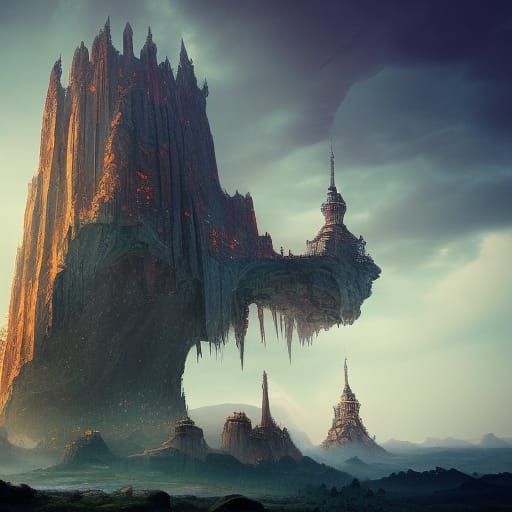 Towering Body in a Fantastical Landscape