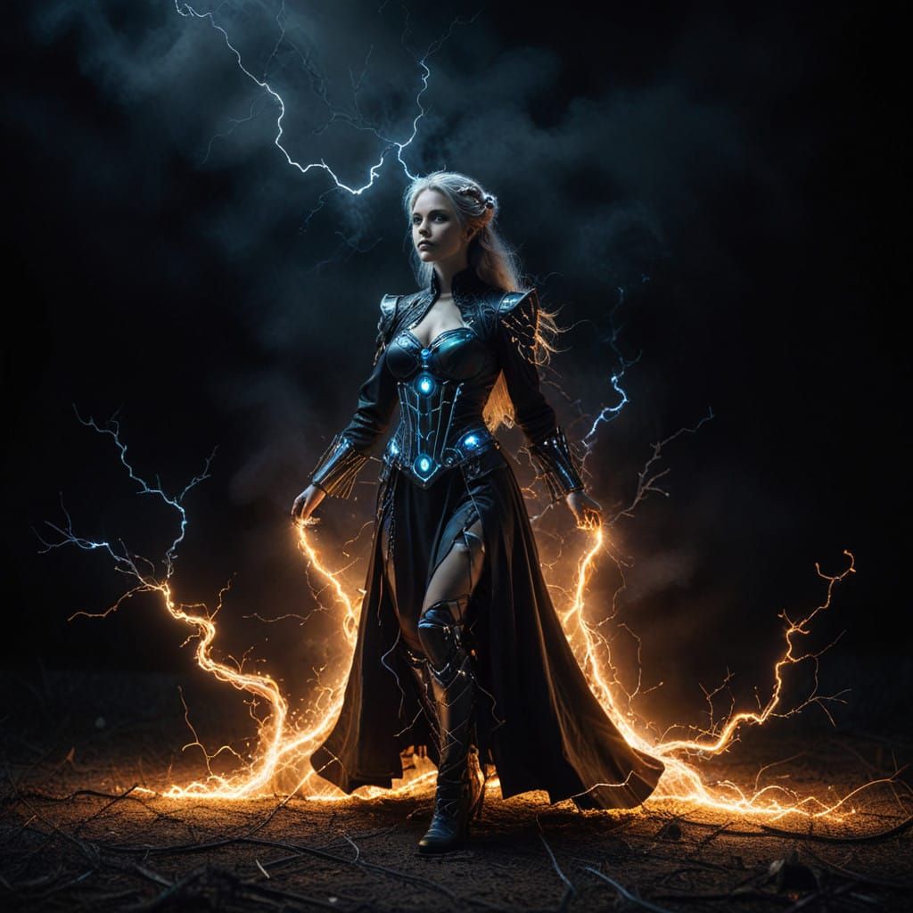 Mystical Female Figure in Electrography Style