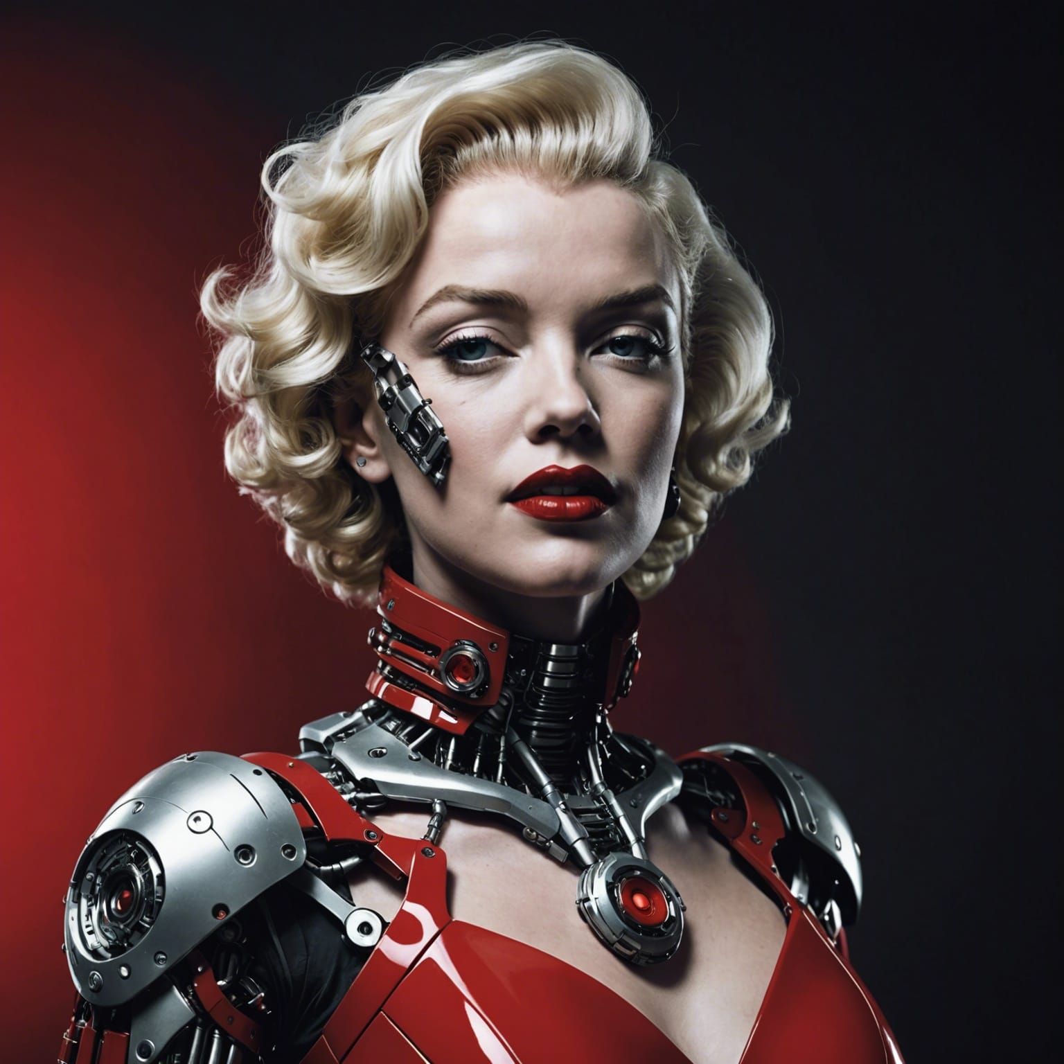 Glamorous Cyborg Women in Red