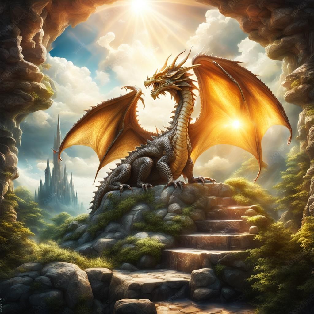 Majestic Dragon in Heavenly Sunshine
