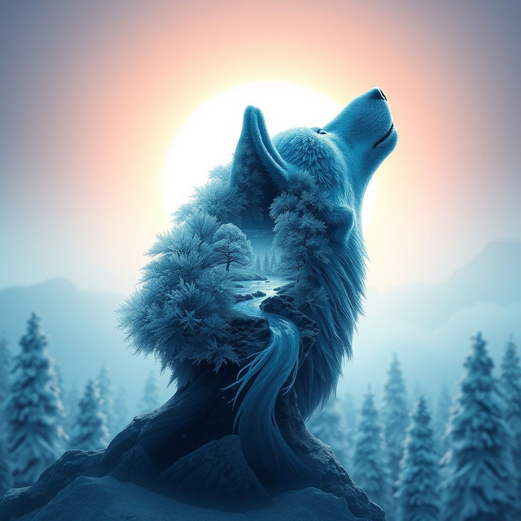 Frozen Landscape Wolf in Profile