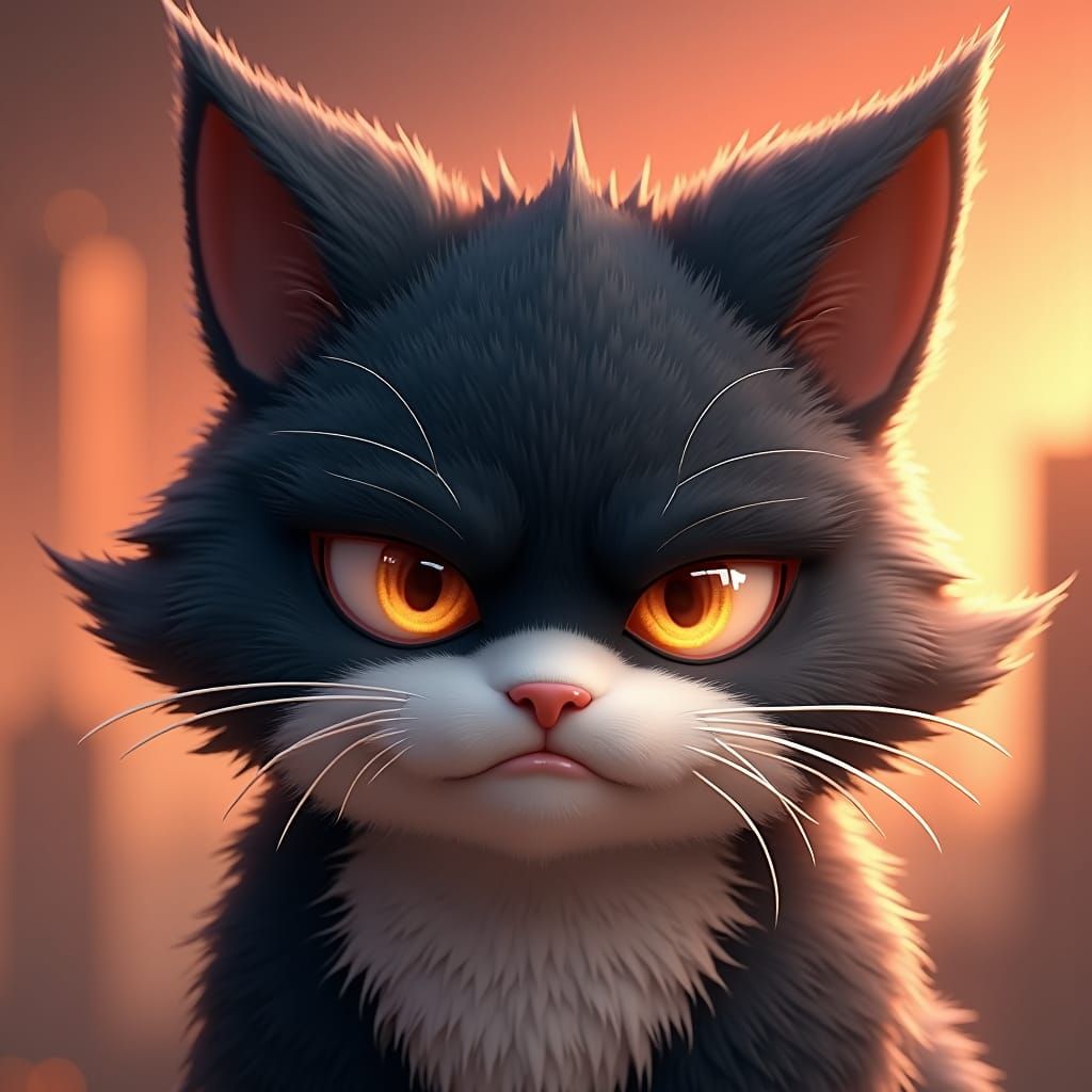 Majestic Feline with Black Mask and Soft Orange Eyes