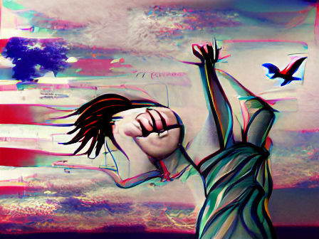 Surreal Figure Emerges from a Cloudy Sky