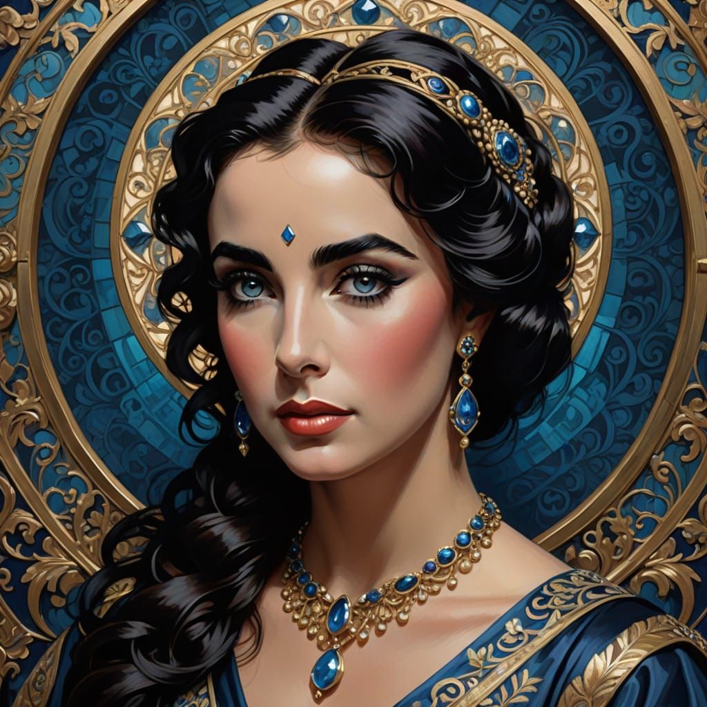 Elizabeth Taylor Portrait in Digital Painting Style