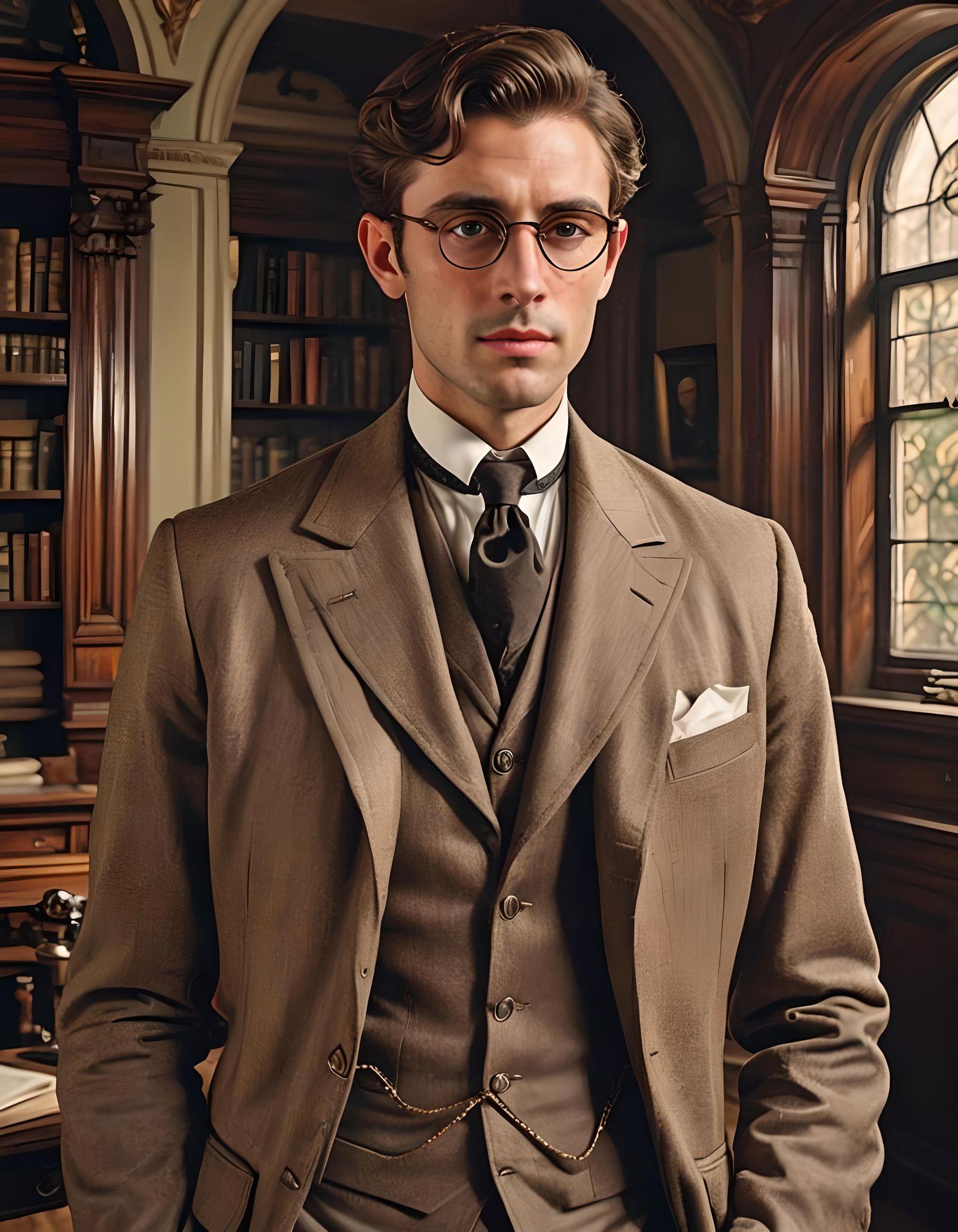 Elegantly Dressed Victorian Gentleman in a Luxurious Mansion